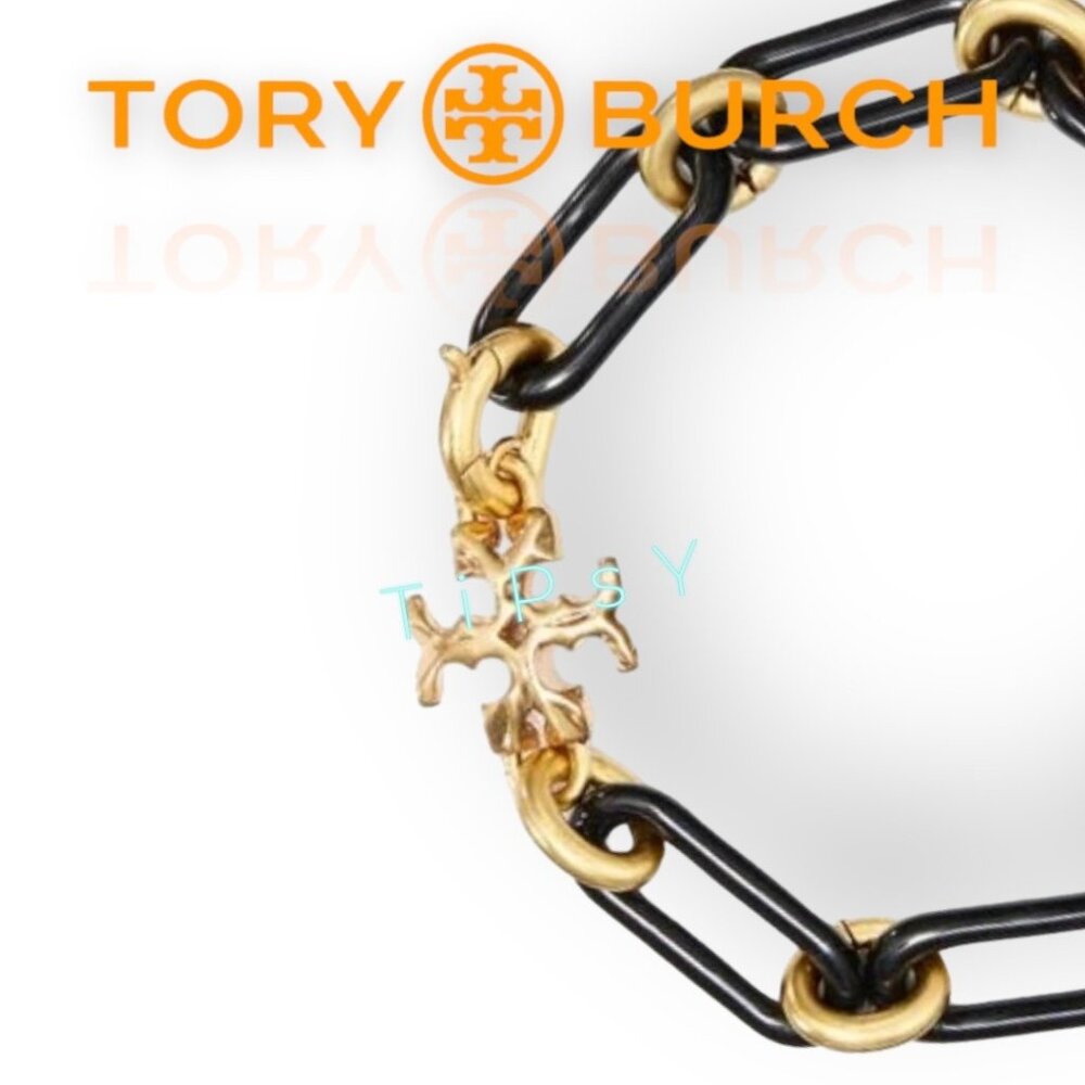Beautiful Tory Burch Roxanne Gold & Black Enamel Bracelet - Picture 2 of 4